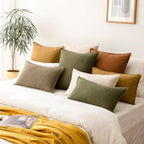Foindtower Linen Solid Decorative Throw Pillow Covers 26x26 Orange Brown - Image 7