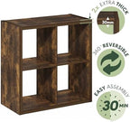 Furinno Cubicle 4-Cube Book Shelf, Extra Thick Frame Bookshelf, Amber Pine - Image 7