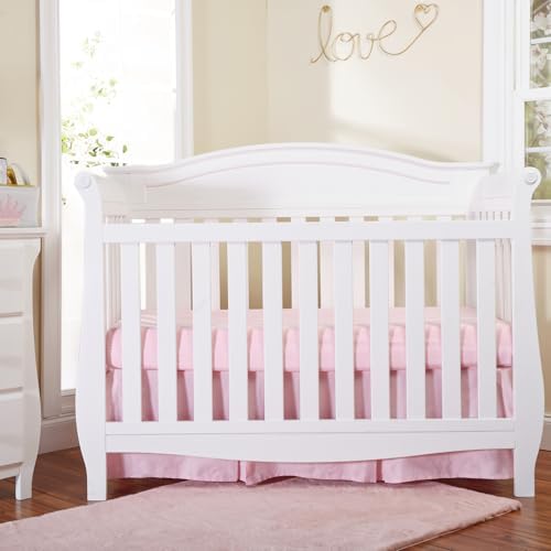 EVERYDAY KIDS Light Pink Pleated Crib Skirt; 100% Natural Cotton Nursery Crib - Image 6