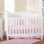 EVERYDAY KIDS Light Pink Pleated Crib Skirt; 100% Natural Cotton Nursery Crib - Image 6