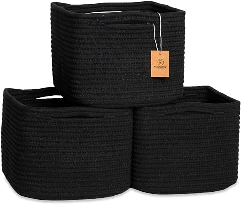 NaturalCozy Storage Cubes 9”x9”x7”Cotton Rope Woven Baskets by NaturalCozy