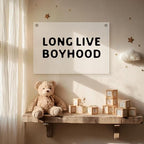 Long Live Boyhood Banner – Boy Room Decor Linen Banner Hanging Flag Retro Pink - Image 2