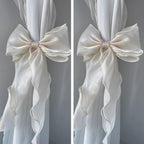 2 Pack French Silky Bow Curtain Tiebacks, Elegant Lace Ribbon - Image 4