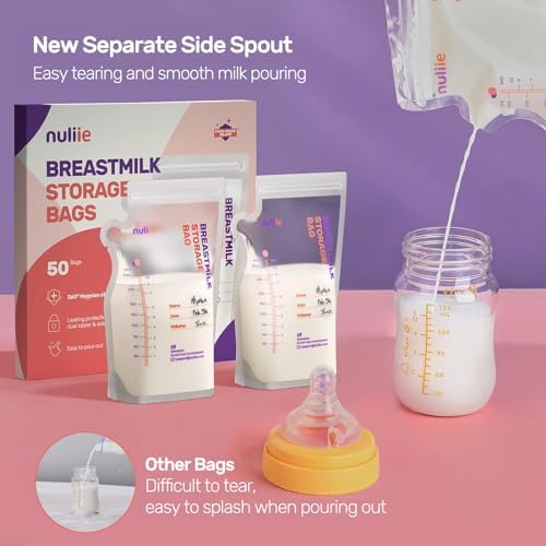 Nuliie 50 Pcs Breastmilk Storage Bags, 8 OZ Breast Milk Storing Bags, Milk - Image 3