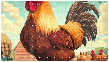 Shower Mat Non Slip, Fram Chicken Rooster Anti Slip Bath Mat by Anna+Cowper