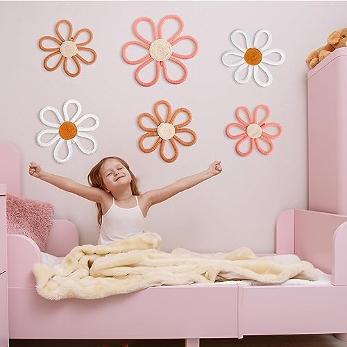 Barydat 6 Pcs Daisy Nursery Decor Retro Flower Pink - Image 5