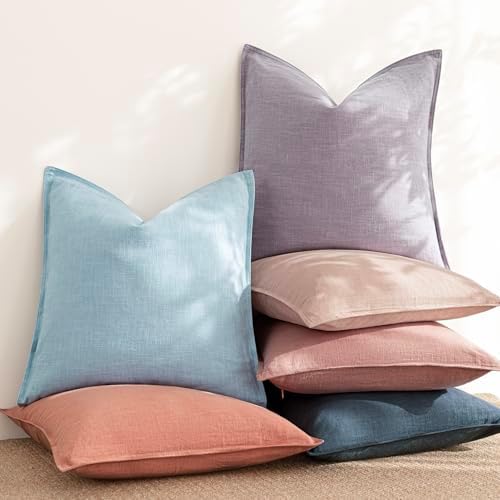 Foindtower Decorative Linen Lumbar Throw Pillow Covers 12x20 Light Blue - Image 6