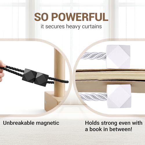 Hion Magnetic Curtain Tiebacks Black 2pcs, Curtain Holdbacks Hooks Holders - Image 5