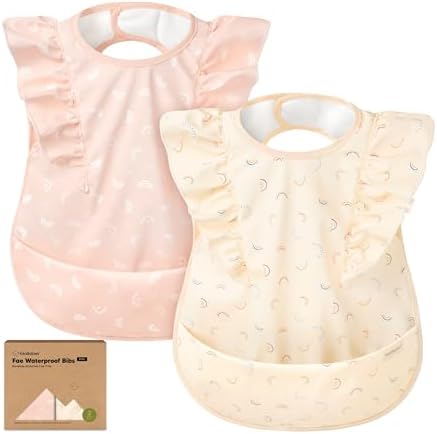 KeaBabies Waterproof Bibs for Baby Girl, Boy 2pk Lightweight by KeaBabies