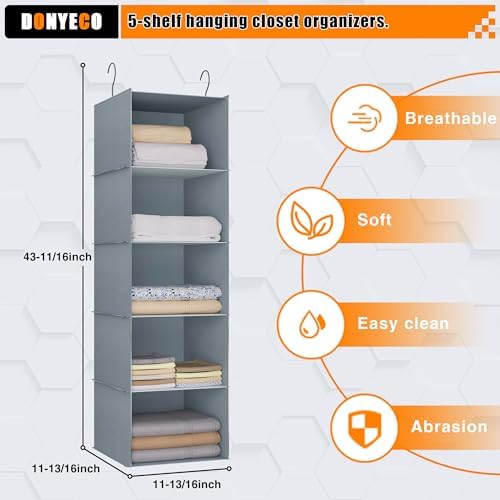 Hanging Closet Organizer 5-Shelf, Oxford Fabric Wardrobe Storage - Image 3