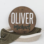 Custom Round Nursery Name Sign, Personalized Wooden Wall Plaque, Baby Shower - Image 3