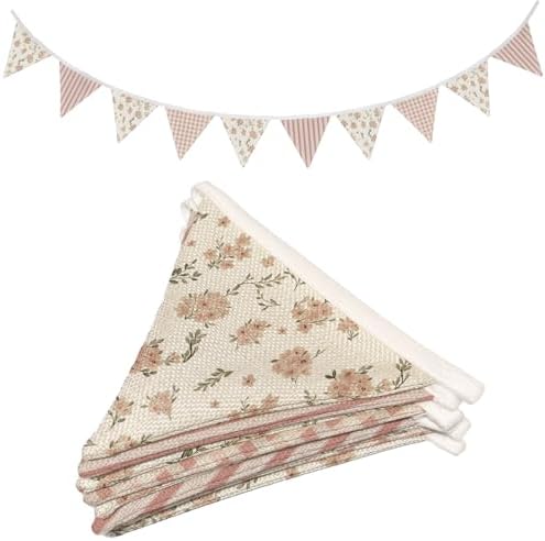 Pink Floral Nursery Pennant Banner Flags, Girls Room Flower Wall Decor by Unknown