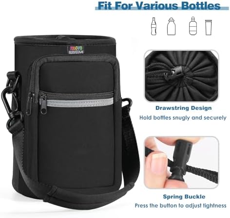 Nuovoware Water Bottle Carrier Bag, 64oz Bottle Pouch Holder, Adjustable - Image 5