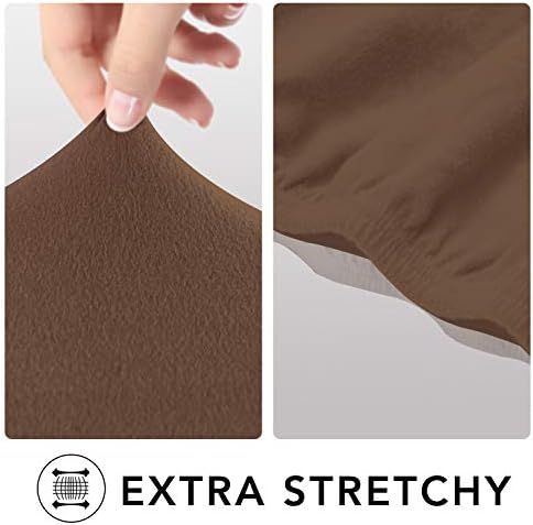 PureFit Stretch Oversized Couch Covers Fleece Sofa Slipcovers Brown - Image 4