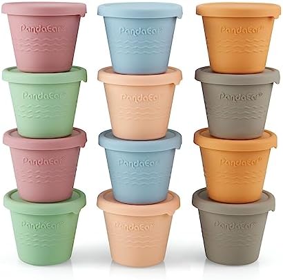 PandaEar 12 Pack Silicone Baby Food Storage Containers, 4 oz by PandaEar