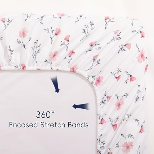 PHF 3 Pack Soft Rose Floral Crib Sheets Fitted, Silky Comfy Breathable Baby - Image 5