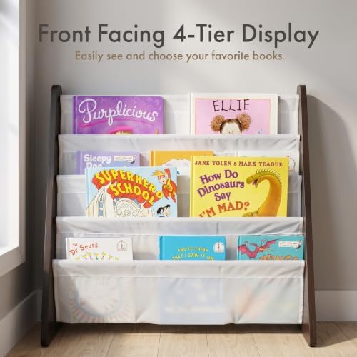 Humble Crew Kids Bookshelf, Montessori Front Facing Toddler Bookcase 4 Tier - Image 4