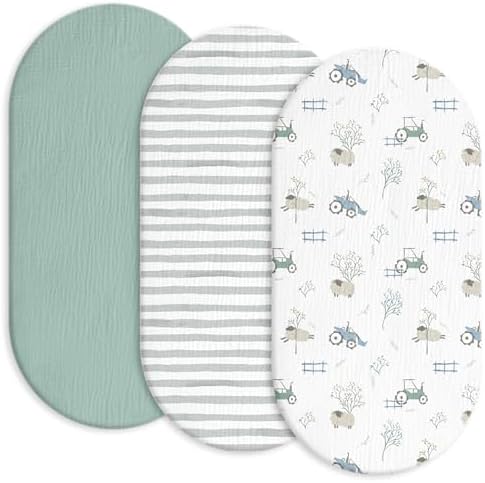 Gllquen Baby Muslin Bassinet Sheets 3pk, Soft Cotton Baby Sheet 33x17 by GLLQUENBABY
