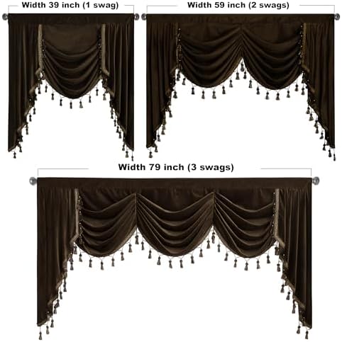 StangH Luxury Brown Waterfall Swag Tier Curtains W59 inches, 1 Panel - Image 4