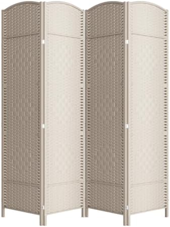 4 Panel Folding Room Divider, Woven Privacy Screen by cocosica