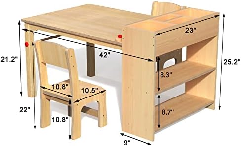 GDLF Kids Art Table Set with 2 Chairs, Solid Wood Legs, 150 lb Per Chair - Image 3