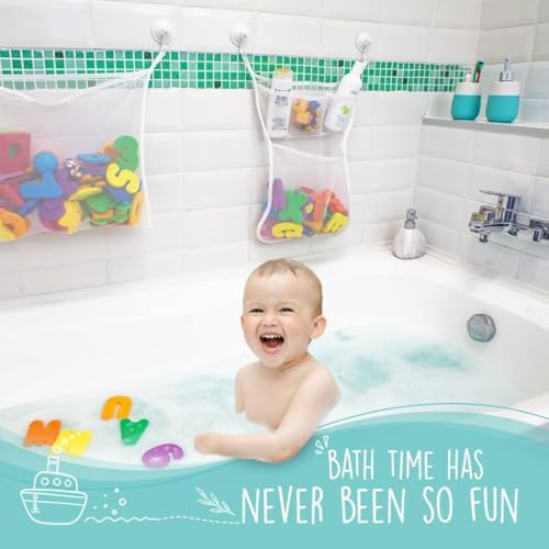 Comfylife 2 x Mesh Bath Toy Organizer + 6 Ultra Strong Hooks + 36 Bath Letters - Image 3