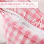 2 Pack Coral Pink Gingham Lumbar Throw Pillow Shams 12''x20'' - Image 4