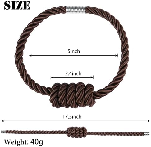 BEL AVENIR Magnetic Curtain Tiebacks 4 Pack Hand-Woven Curtain Ties - Image 2
