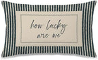 How Lucky are We Pillow Cover 12x20, Preppy Room Decor Aesthetic, Trendy Navy by Unknown