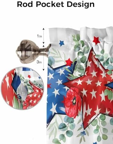 Vandarllin Eucalyptus 4th of July Kitchen Curtains Valances - Image 7