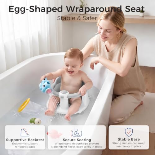 Baby Bath Seat for Babies 6 Months & Up, Temperature Alert Baby Bathtub Seat - Image 4
