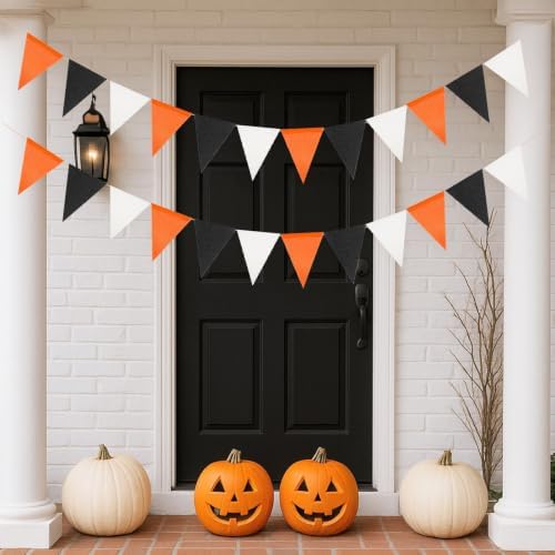 G2PLUS Halloween Bunting Pennant Banners Triangle Flag Black Orange - Image 5