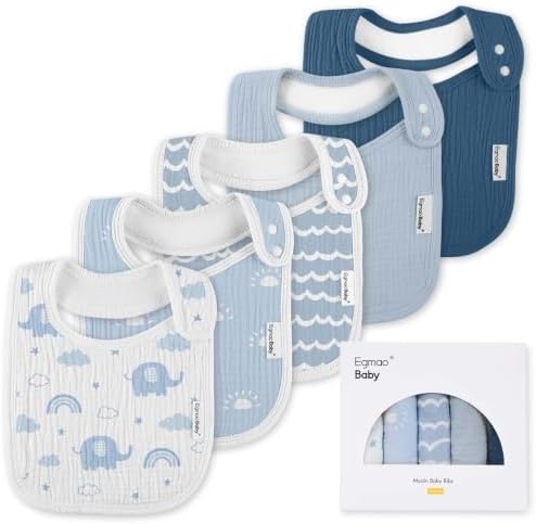 Muslin Baby Bibs for Drooling and Teething, Bibs for Boys Girls by EgmaoBaby