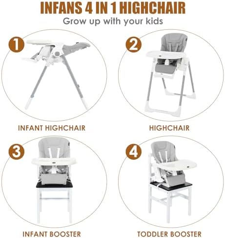 INFANS High Chair for Babies & Toddlers, Foldable Highchair - Image 2