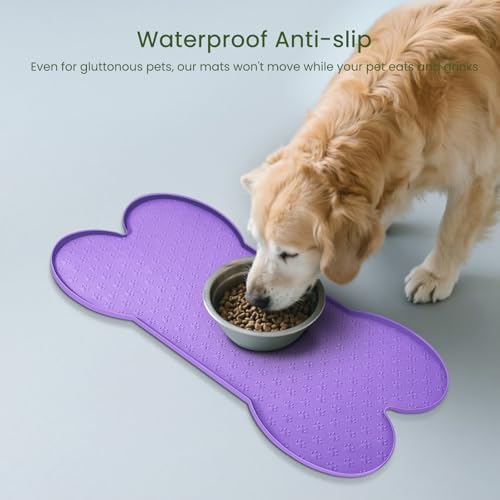 PWTAA Dog Food Mat Anti-Slip Silicone Dog Bowl Mat Thicker Pet Placemat - Image 3