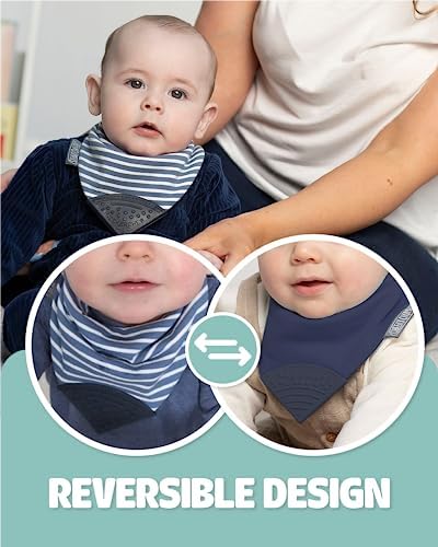Cheeky Chompers Neckerchew Teething Bib, 2-in-1 Bandana Style Bib w/Food Grade - Image 3