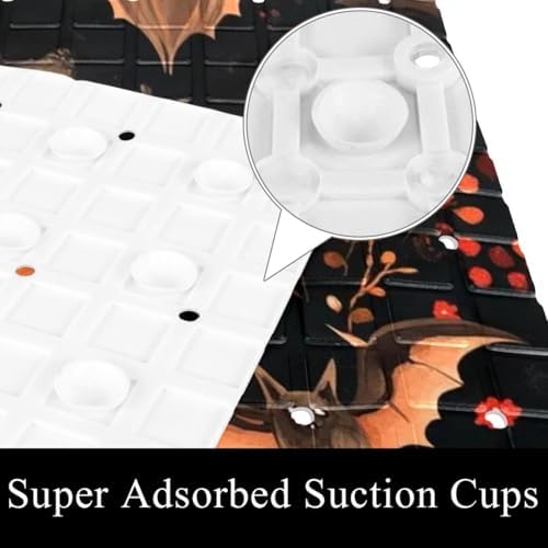 Bathtub Mat Non Slip 26.8x15.1 Inch, Bats Flower Shower Mat - Image 3