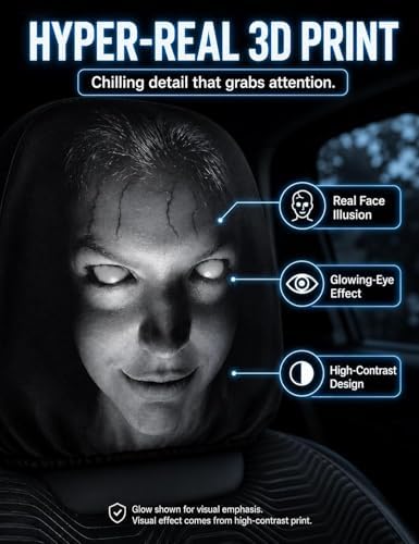 2PCS Ghost Face Headrest Covers, Scary Face Printing Auto Seat Universal - Image 4
