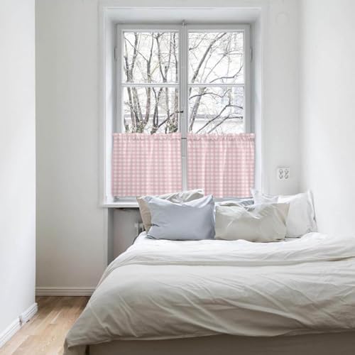 Christmas Kitchen Curtains and Valances Set, Rustic Pink White Buffalo Check - Image 7