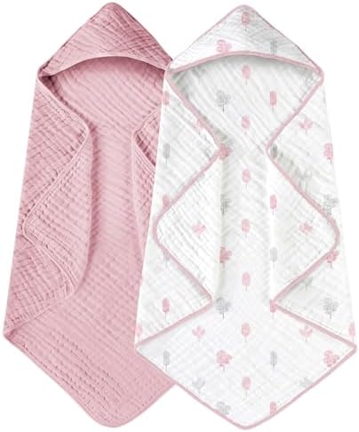 Yoofoss Hooded Baby Bath Towels 2 Pack 100% Muslin Organic Cotton by YOOFOSS