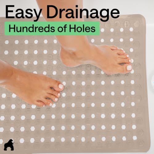 GORILLA GRIP Square Shower Stall Mat, Bathtub Floor Mat, 21x21 Beige - Image 5