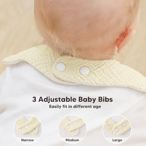 Bearmoss Baby Bibs for Drooling & Teething 8 Pack Muslin Cotton Bibs - Image 5