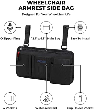 Wheelchair Side Bag, Wheel Chair Armrest Pouch Accessories - Image 6