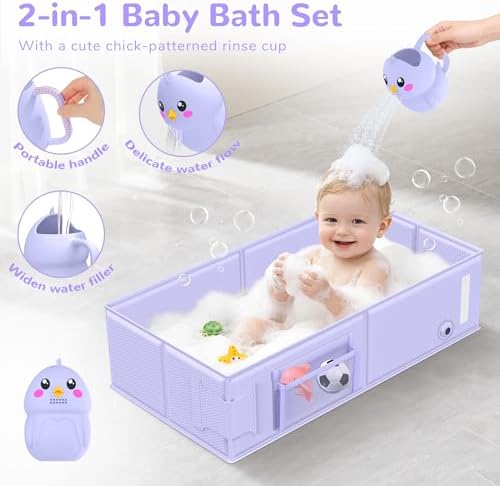 Collapsible Baby Bathtub, Foldable Toddler Bath Tub - Image 4
