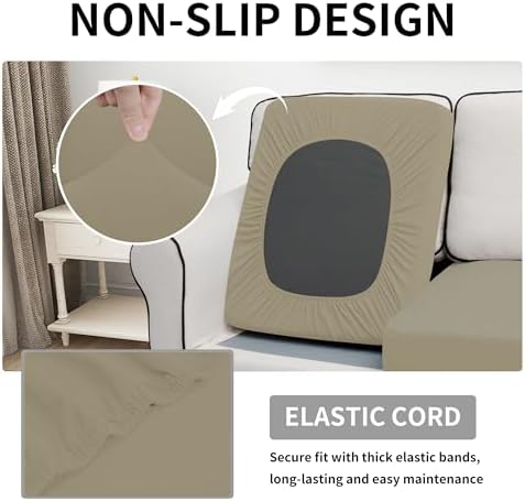 Easy-Going Waterproof Cushion Covers Set, Quilted Stretch 2-Piece Sofa Seat - Image 3