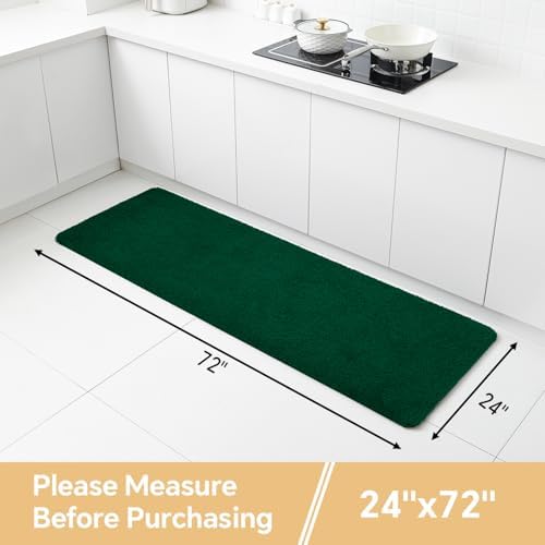 Polyester Bathroom Runner Rug 24"x72" Verdant Green, Soft Bath Mat - Image 2