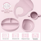 Silicone Baby Feeding Set 14 Pcs, Baby Led Weaning Set, Light Pink - Image 3