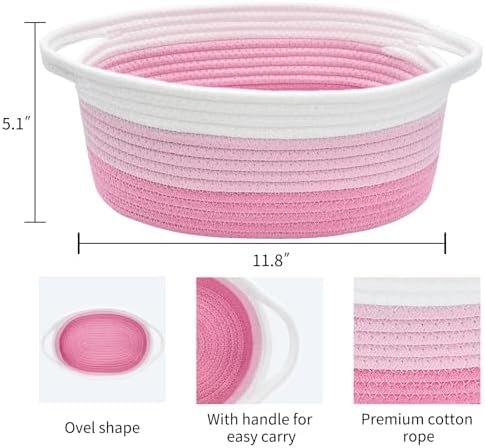 ABenkle Small Basket with Handles, Boho Decorative Rope Woven Dog Cat Toy - Image 2