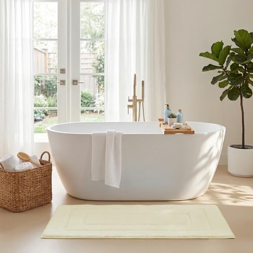 GRANNY SAYS Ivory Bathroom Rug 24" x 48", Non-Slip Microfiber Bath Mat - Image 2
