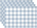 Dusty Blue Gingham Placemats Light Blue Checkered Table Mats by Buxiuer